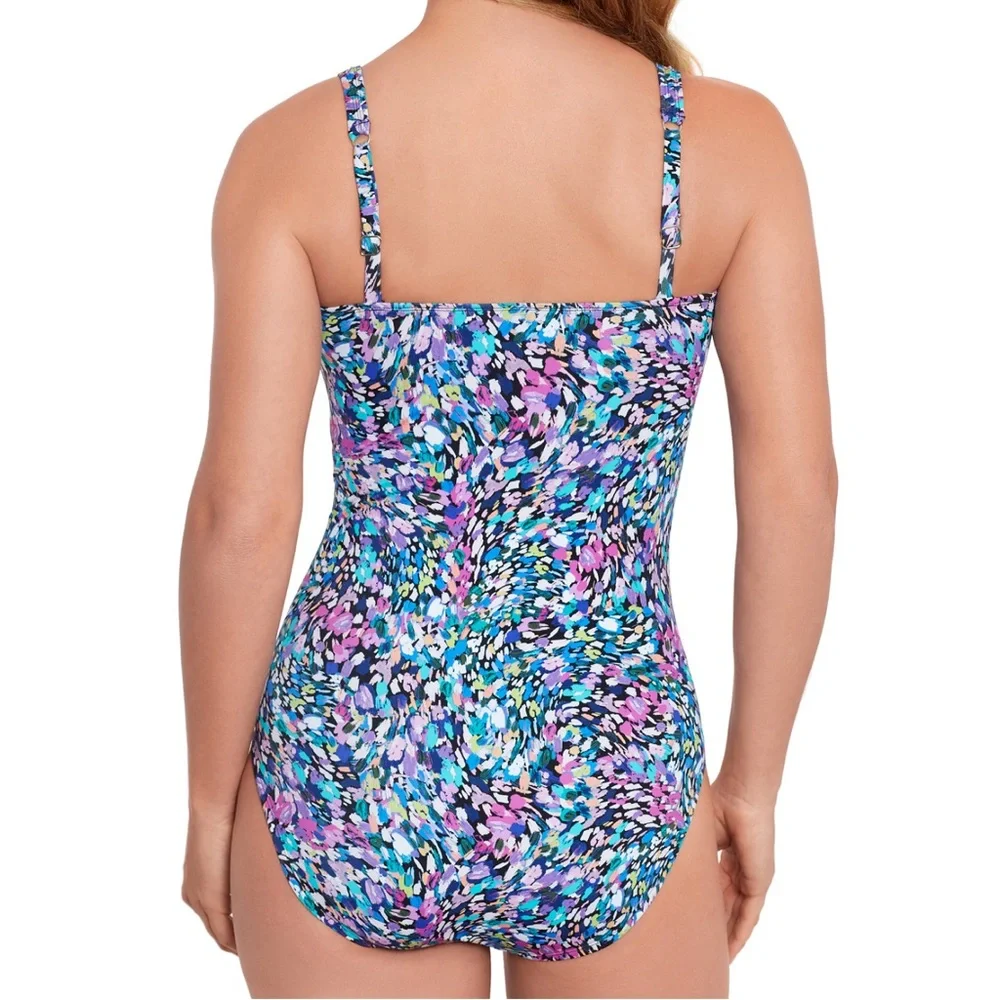 Women's Tummy-Control Shirred-Bodice One-Piece 16 - Picture 13 of 14